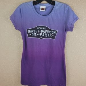 Harley Davidson Sz L short sleeve tee hombre print purple